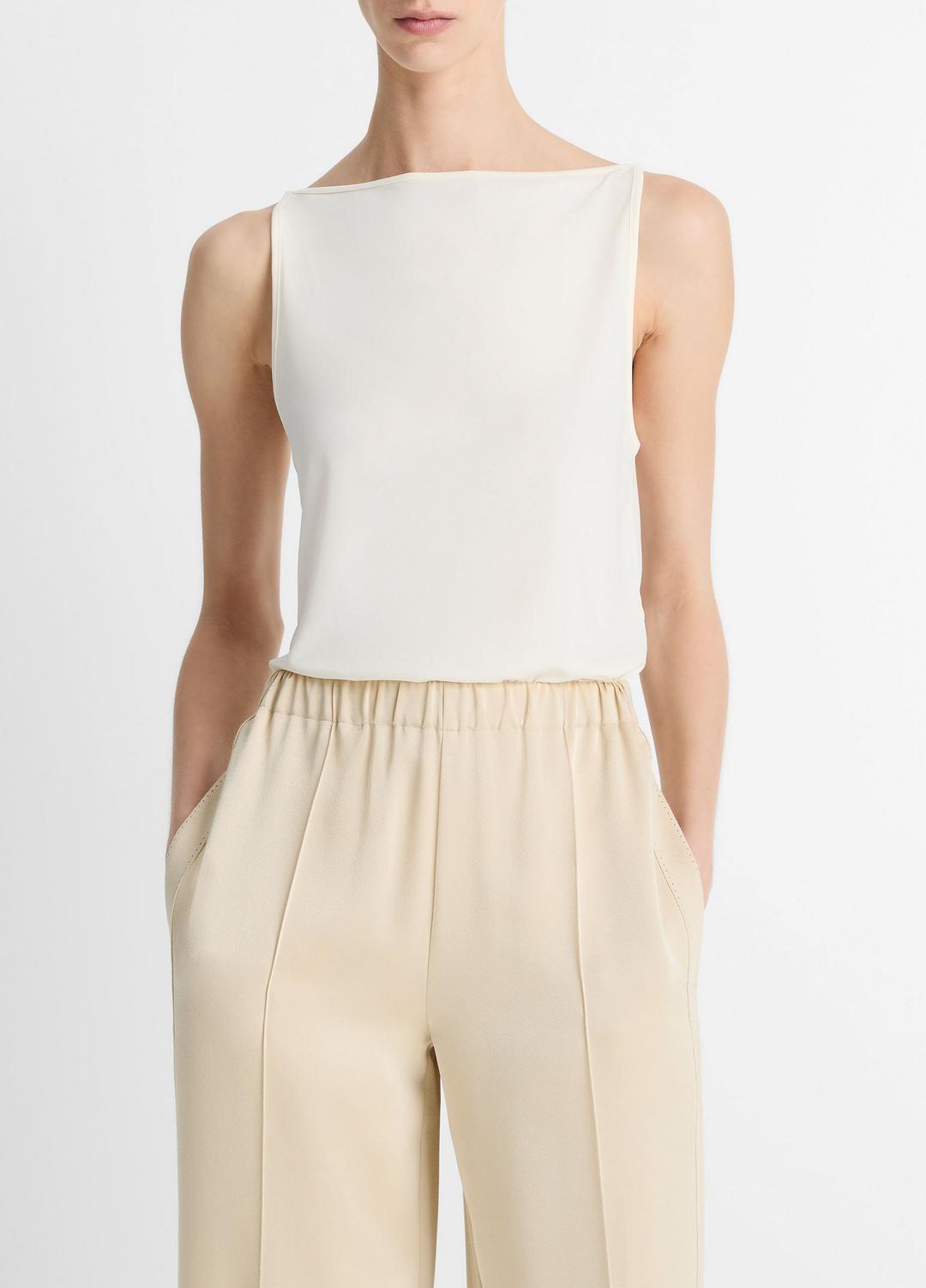 VINCE Sale Matte Jersey Boat-Neck Tank in Shirts & Tees IVORY