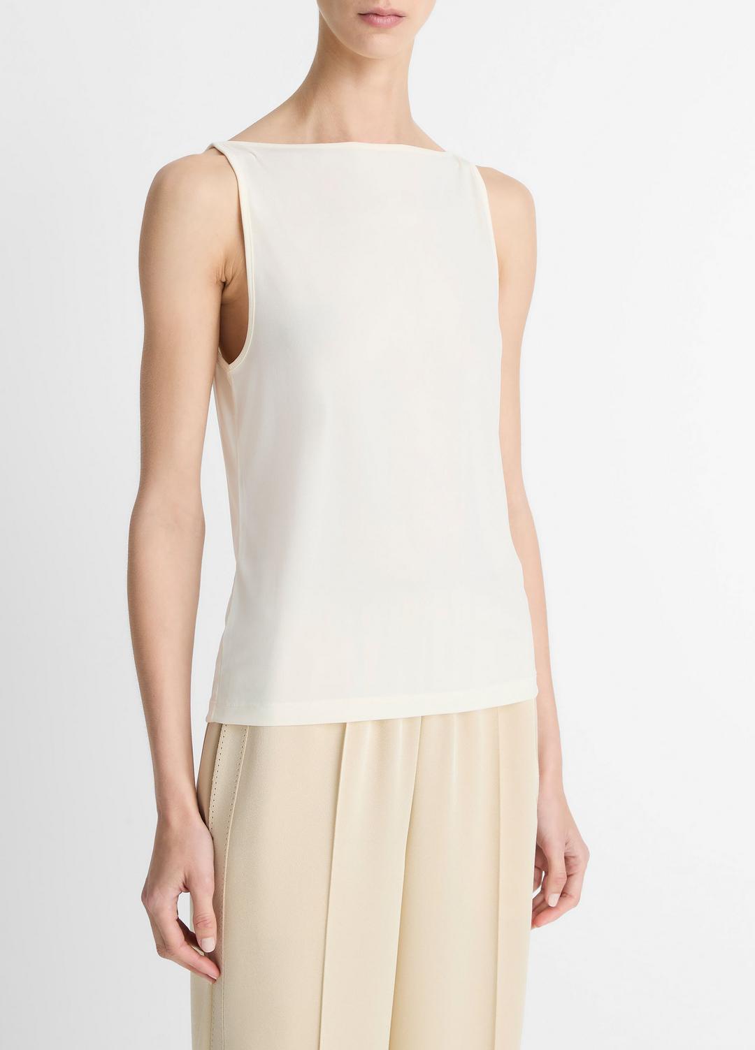 VINCE Sale Matte Jersey Boat-Neck Tank in Shirts & Tees IVORY