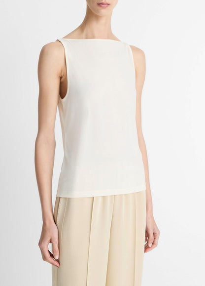 VINCE Sale Matte Jersey Boat-Neck Tank in Shirts & Tees IVORY