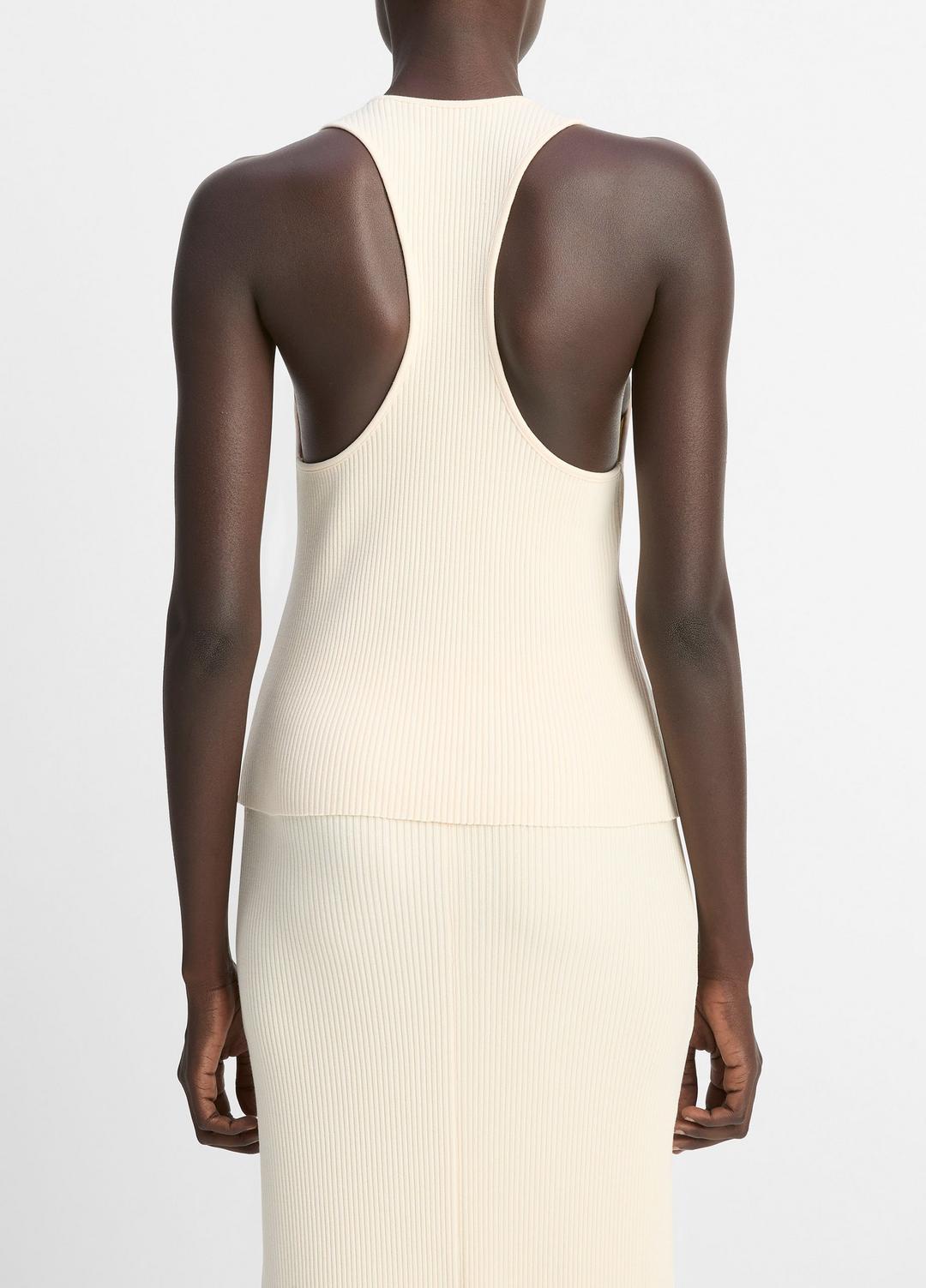 VINCE Sale Ribbed Cotton-Blend Racerback Tank in Shirts & Tees OAT SHELL