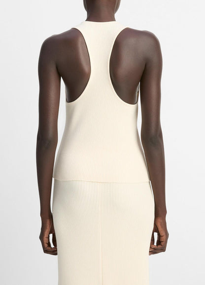 VINCE Sale Ribbed Cotton-Blend Racerback Tank in Shirts & Tees OAT SHELL