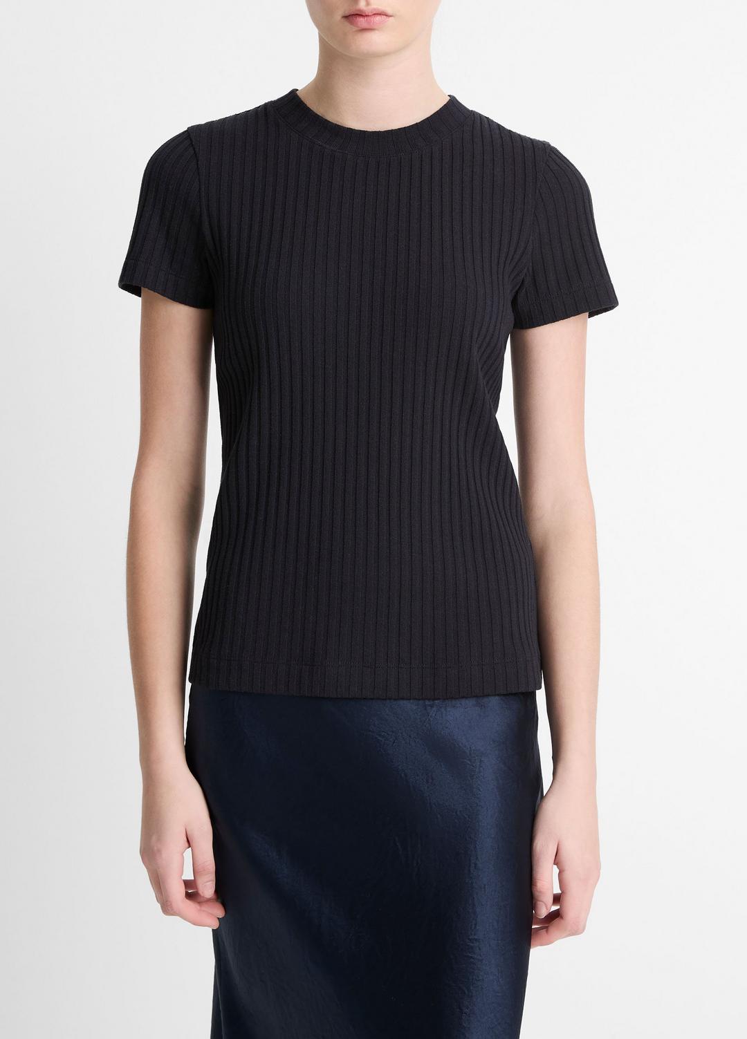 VINCE Sale Ribbed Cotton-Blend Top in Shirts & Tees COASTAL BLUE