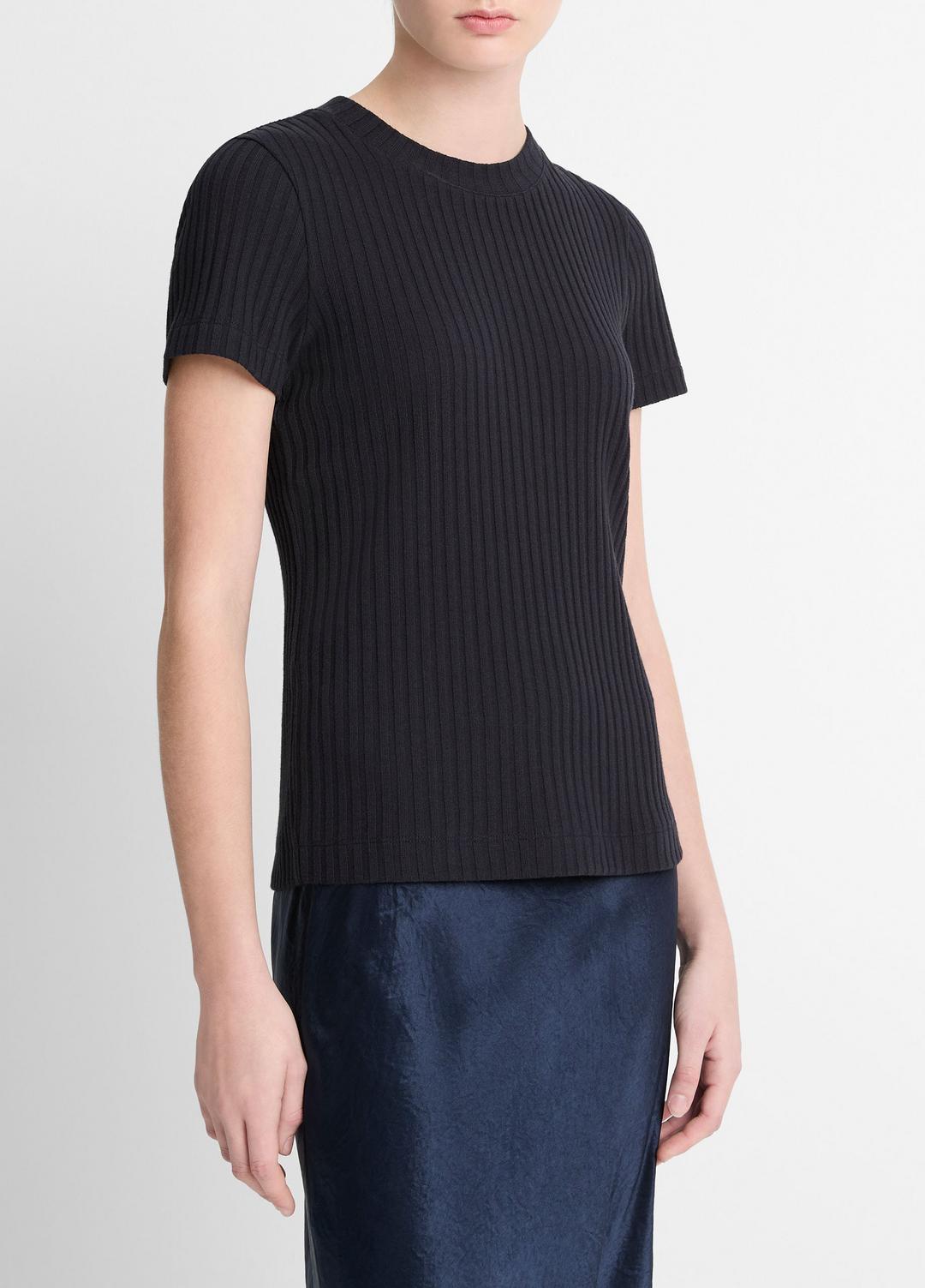 VINCE Sale Ribbed Cotton-Blend Top in Shirts & Tees COASTAL BLUE