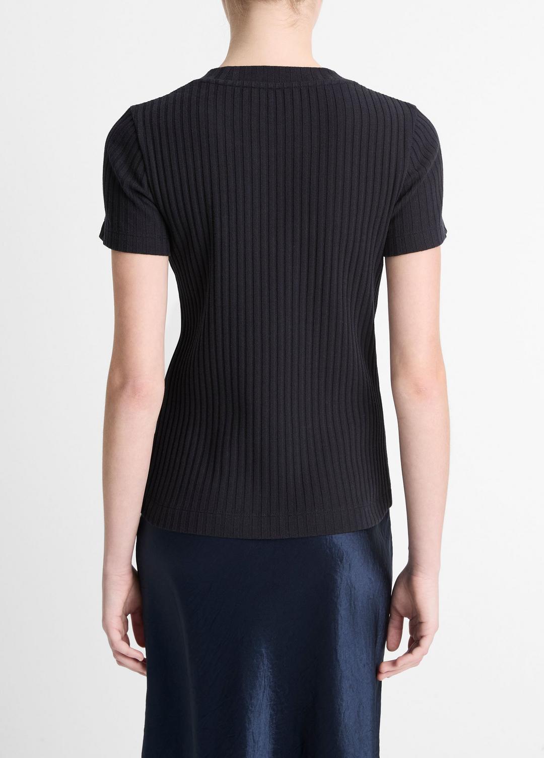 VINCE Sale Ribbed Cotton-Blend Top in Shirts & Tees COASTAL BLUE