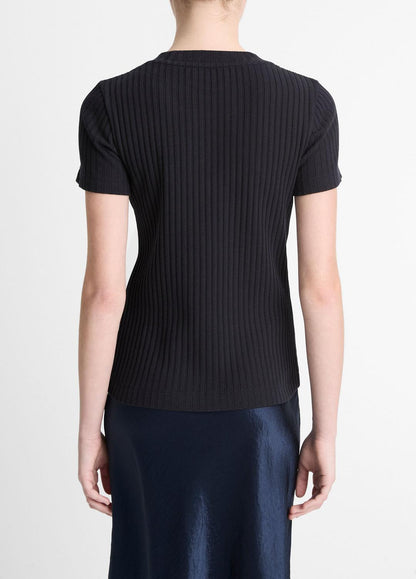 VINCE Sale Ribbed Cotton-Blend Top in Shirts & Tees COASTAL BLUE