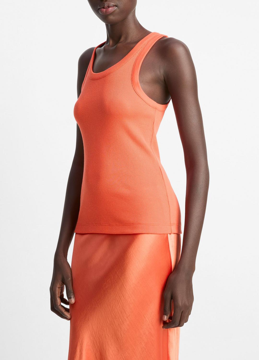 VINCE Sale Ribbed Scoop-Neck Tank in Shirts & Tees BURNT ORCHID