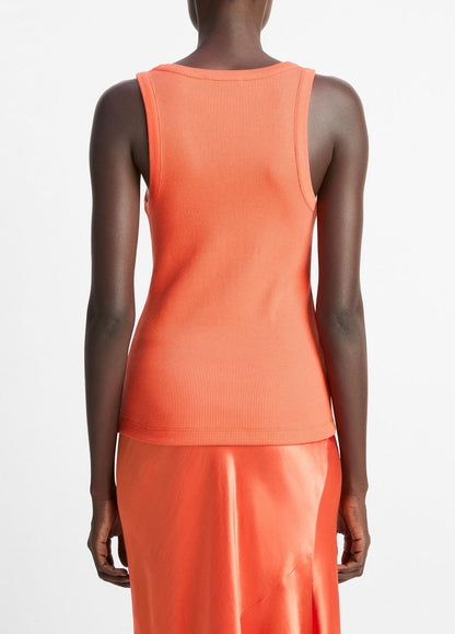 VINCE Sale Ribbed Scoop-Neck Tank in Shirts & Tees BURNT ORCHID