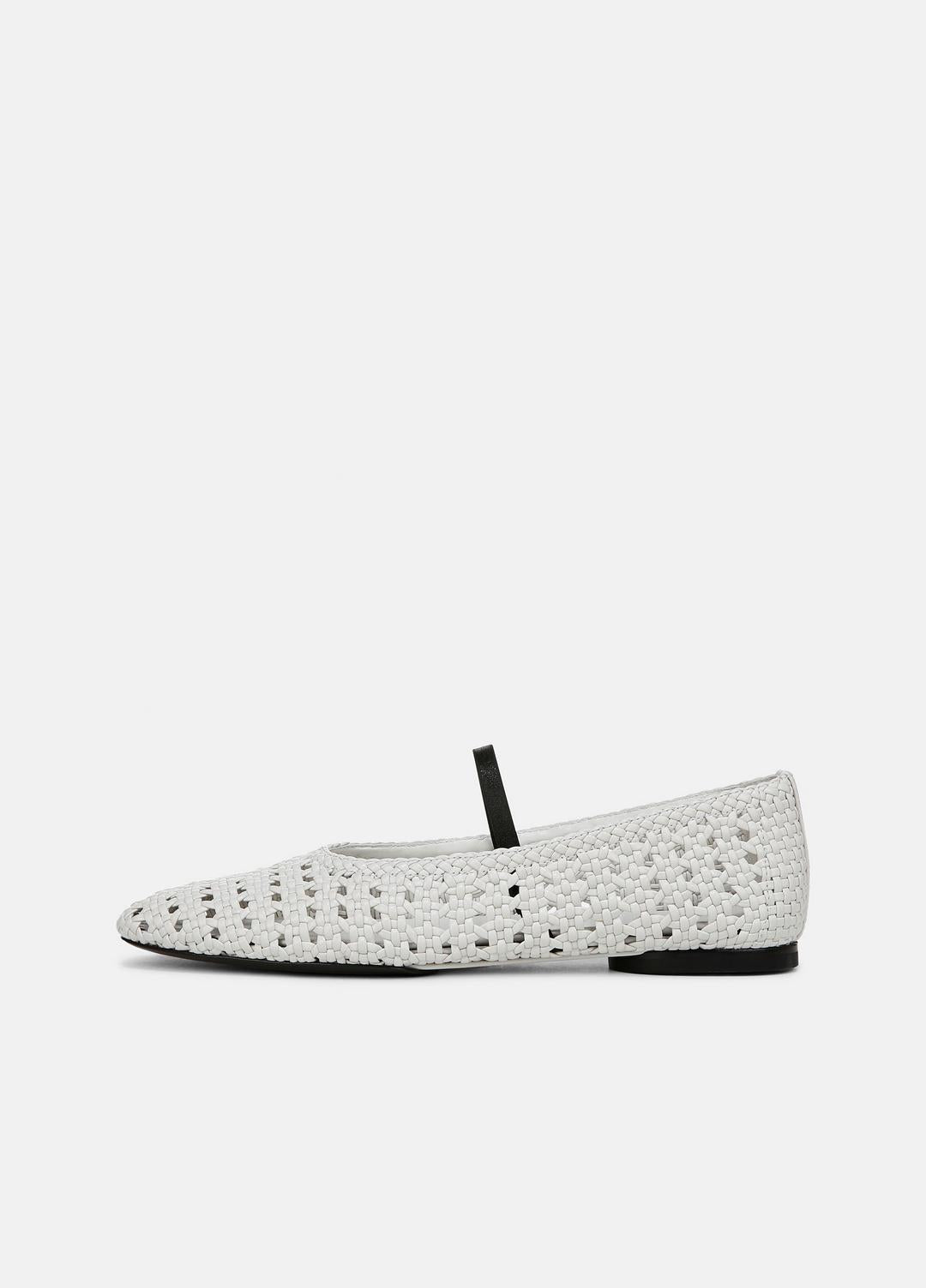 VINCE Sale Vivian Leather Mary Jane Flat in Shoes WHITE