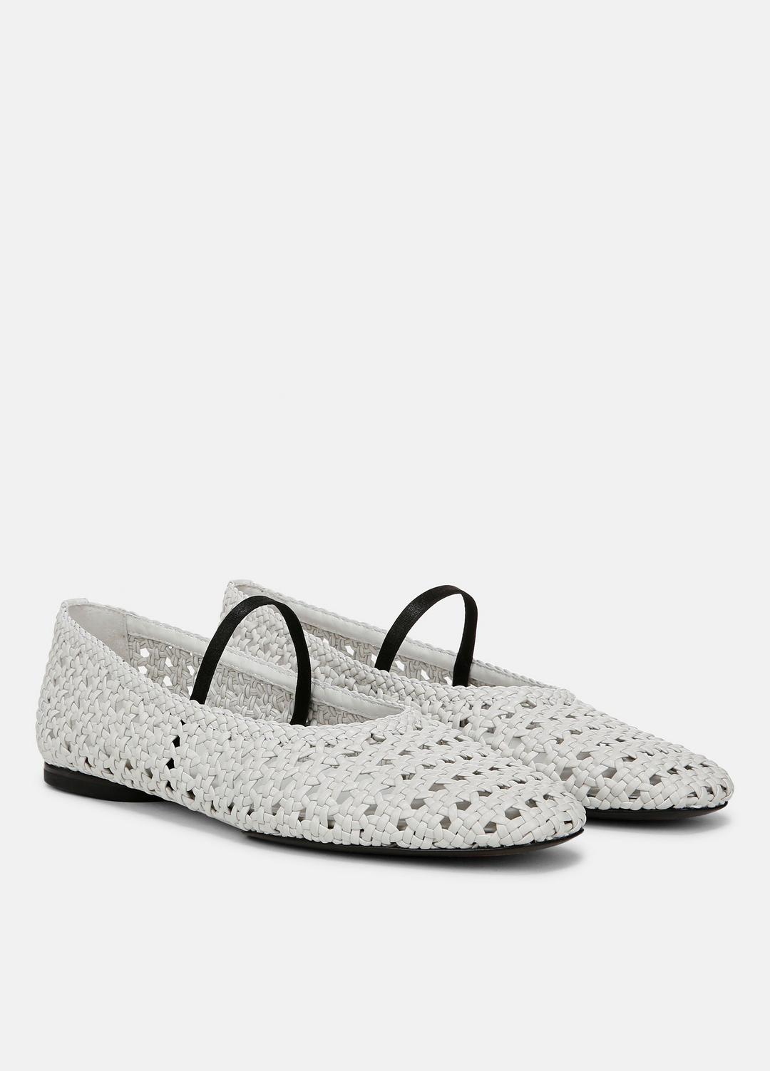 VINCE Sale Vivian Leather Mary Jane Flat in Shoes WHITE