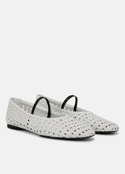 VINCE Sale Vivian Leather Mary Jane Flat in Shoes WHITE