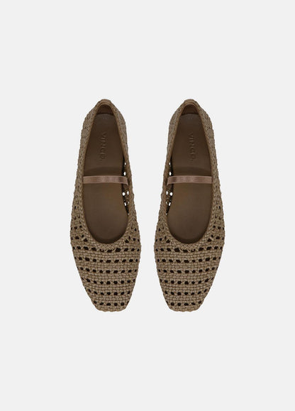 VINCE Sale Vivian Leather Mary Jane Flat in Shoes SAND SHELL