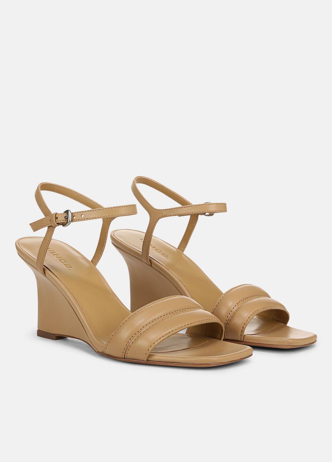 VINCE Sale Prema Leather Wedge Sandal in Shoes LIGHT SABLE