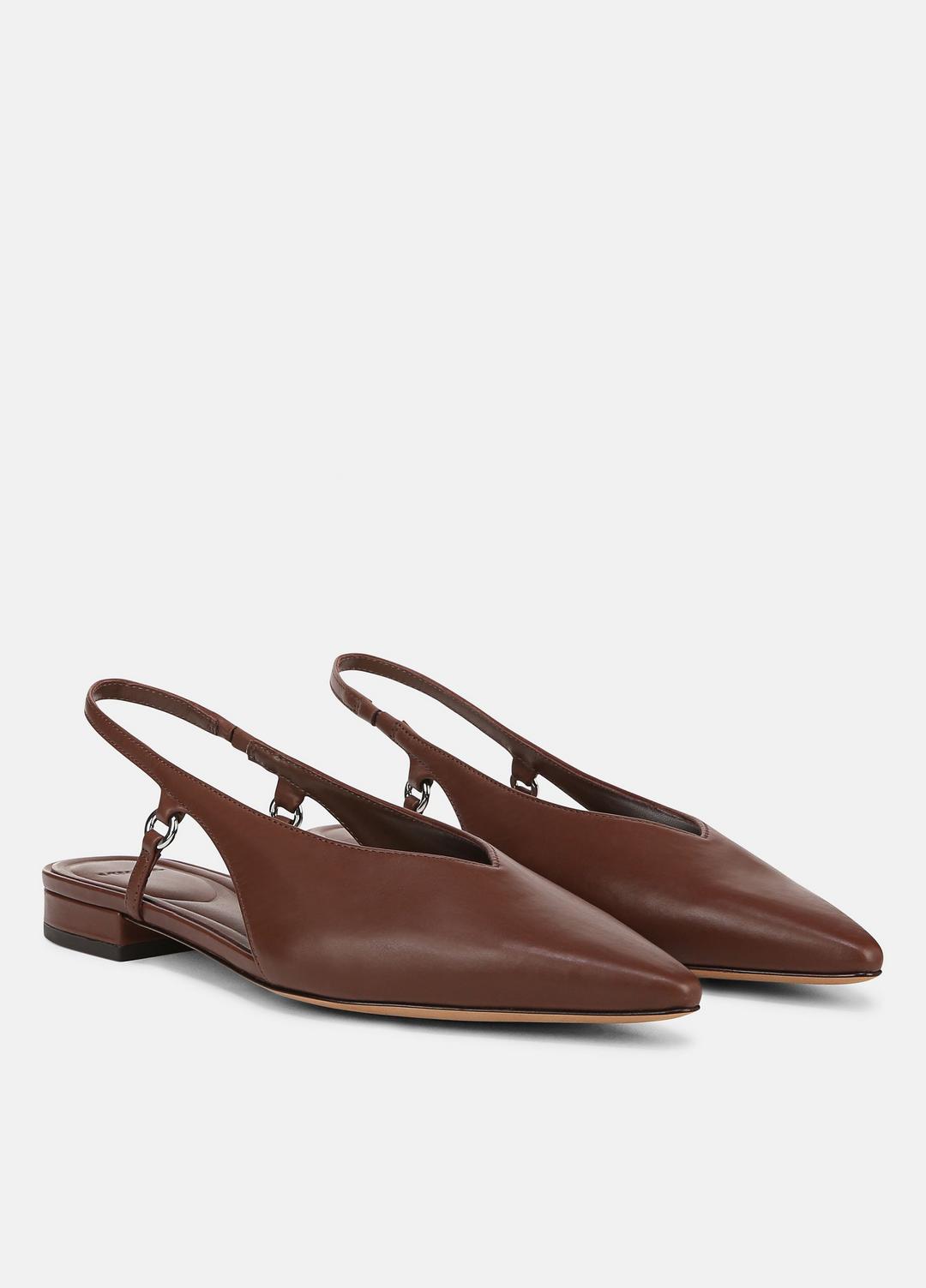 VINCE Sale Ines Leather Slingback Flat in Shoes COFFEE