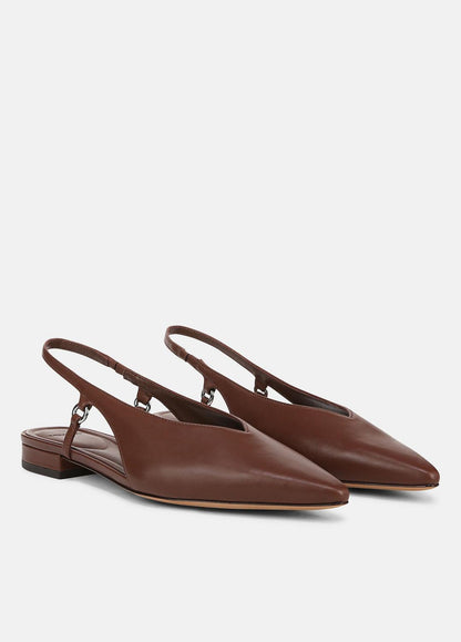 VINCE Sale Ines Leather Slingback Flat in Shoes COFFEE