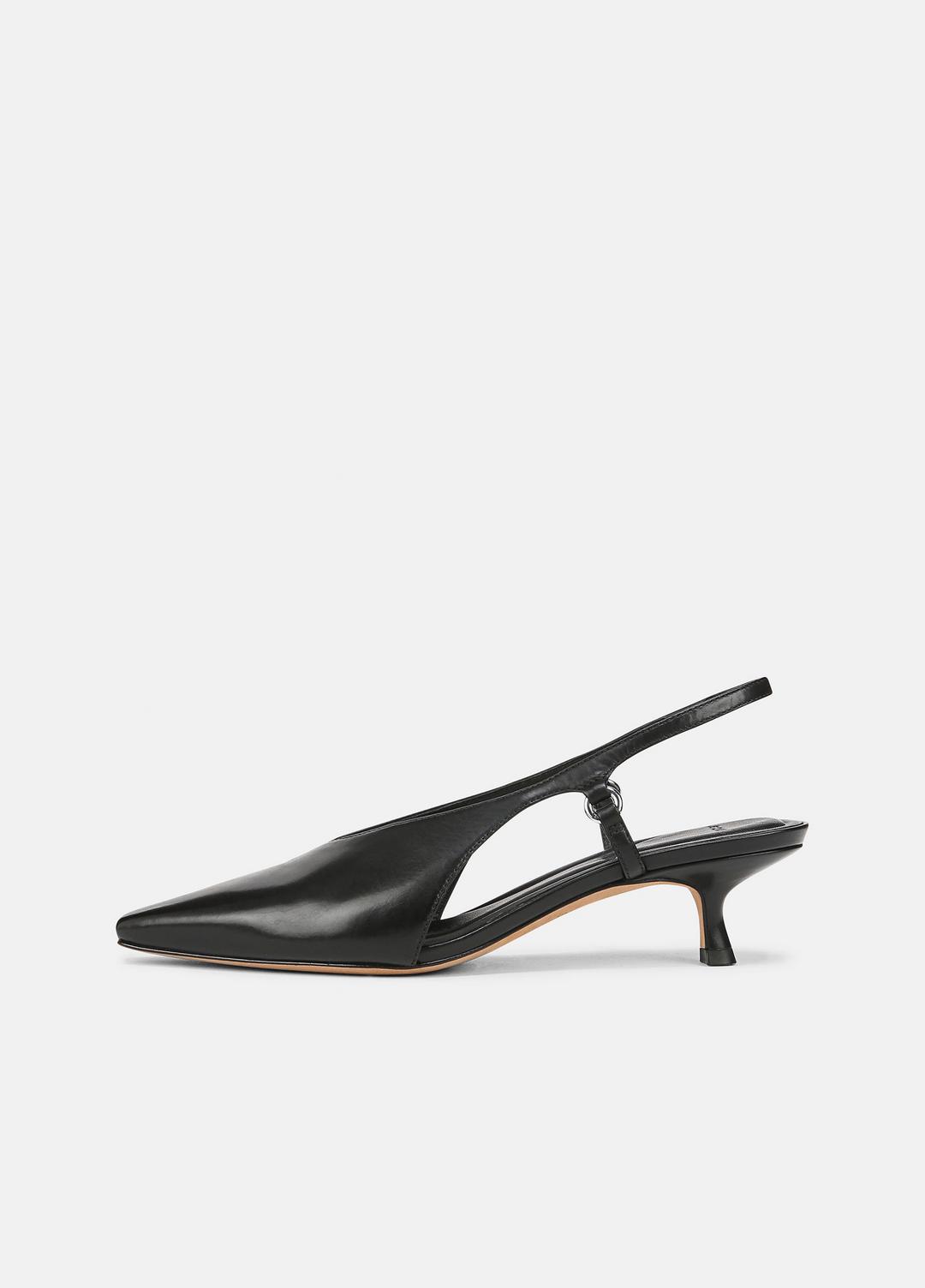 VINCE Sale Sabrina Leather Slingback Kitten Heel in Shoes BLACK
