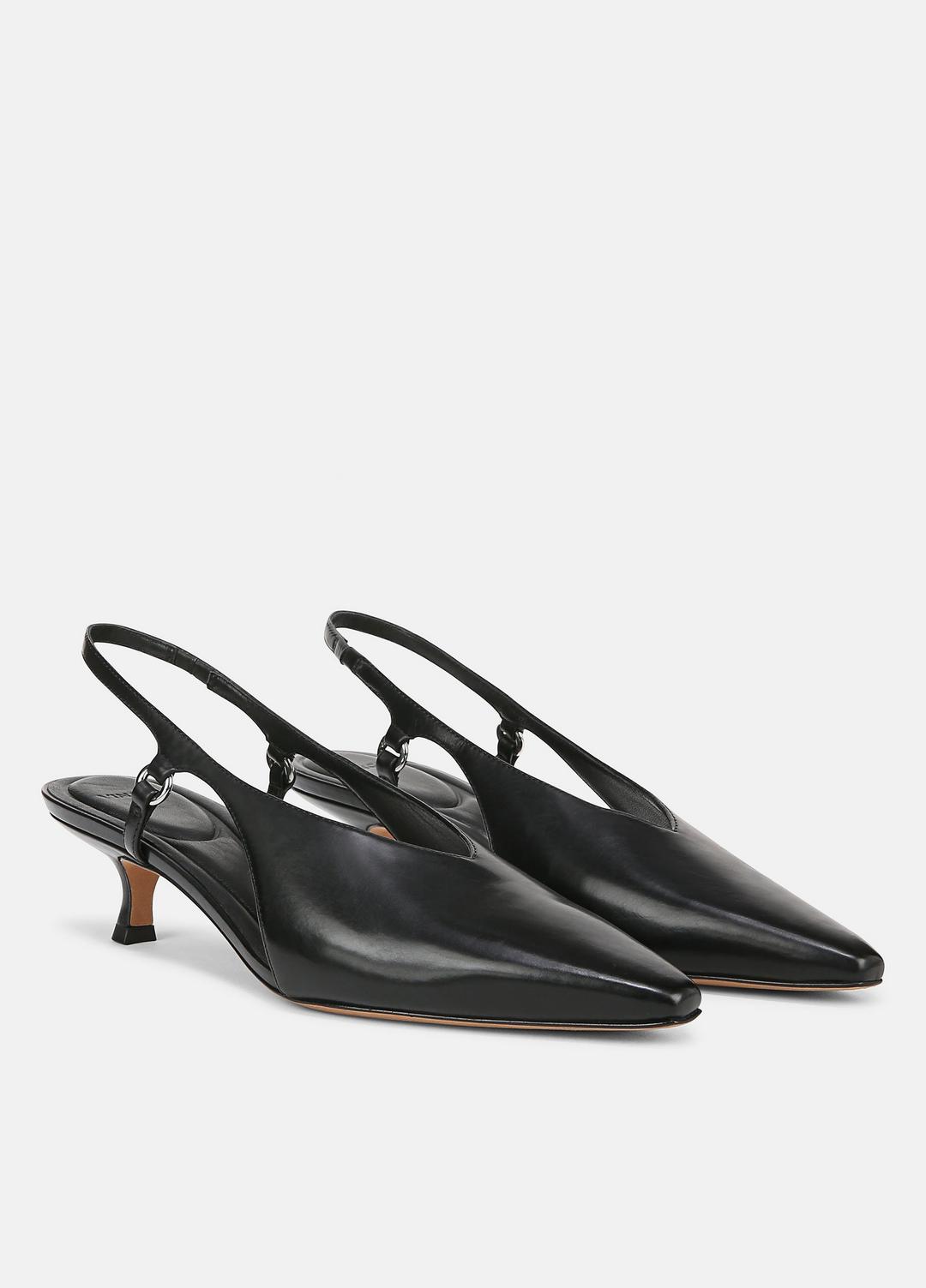 VINCE Sale Sabrina Leather Slingback Kitten Heel in Shoes BLACK