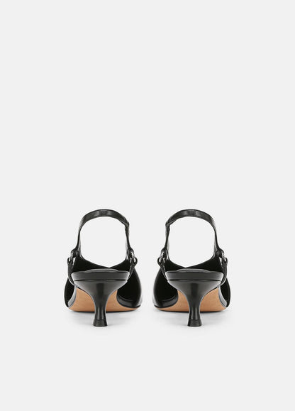 VINCE Sale Sabrina Leather Slingback Kitten Heel in Shoes BLACK