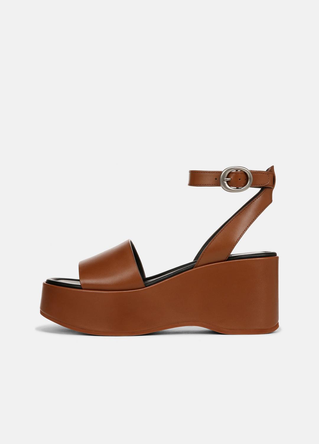 VINCE Sale Phillipa Leather Platform Sandal in Shoes SEQUOIA BROWN