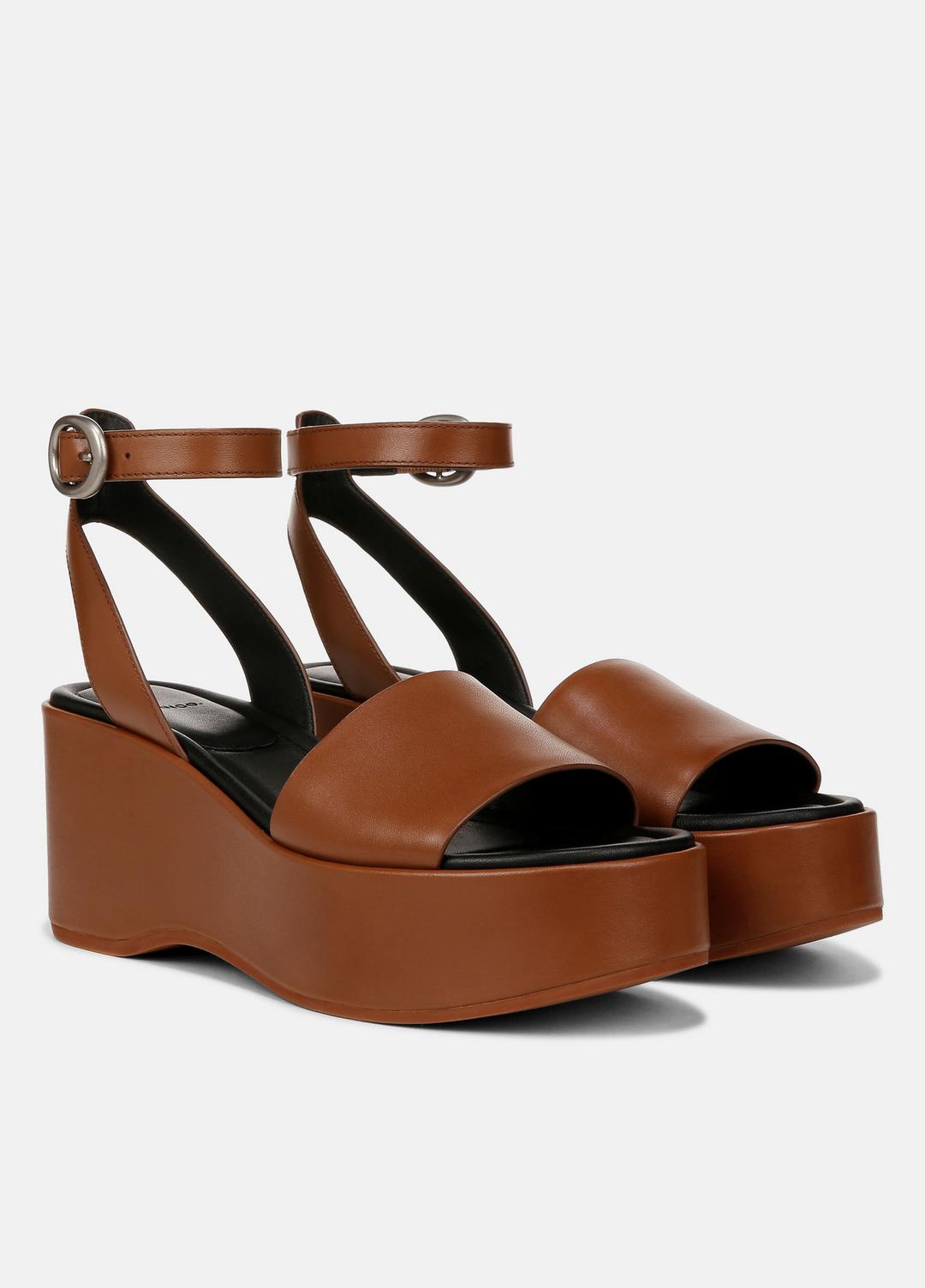 VINCE Sale Phillipa Leather Platform Sandal in Shoes SEQUOIA BROWN