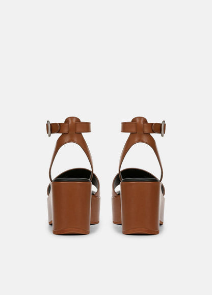 VINCE Sale Phillipa Leather Platform Sandal in Shoes SEQUOIA BROWN