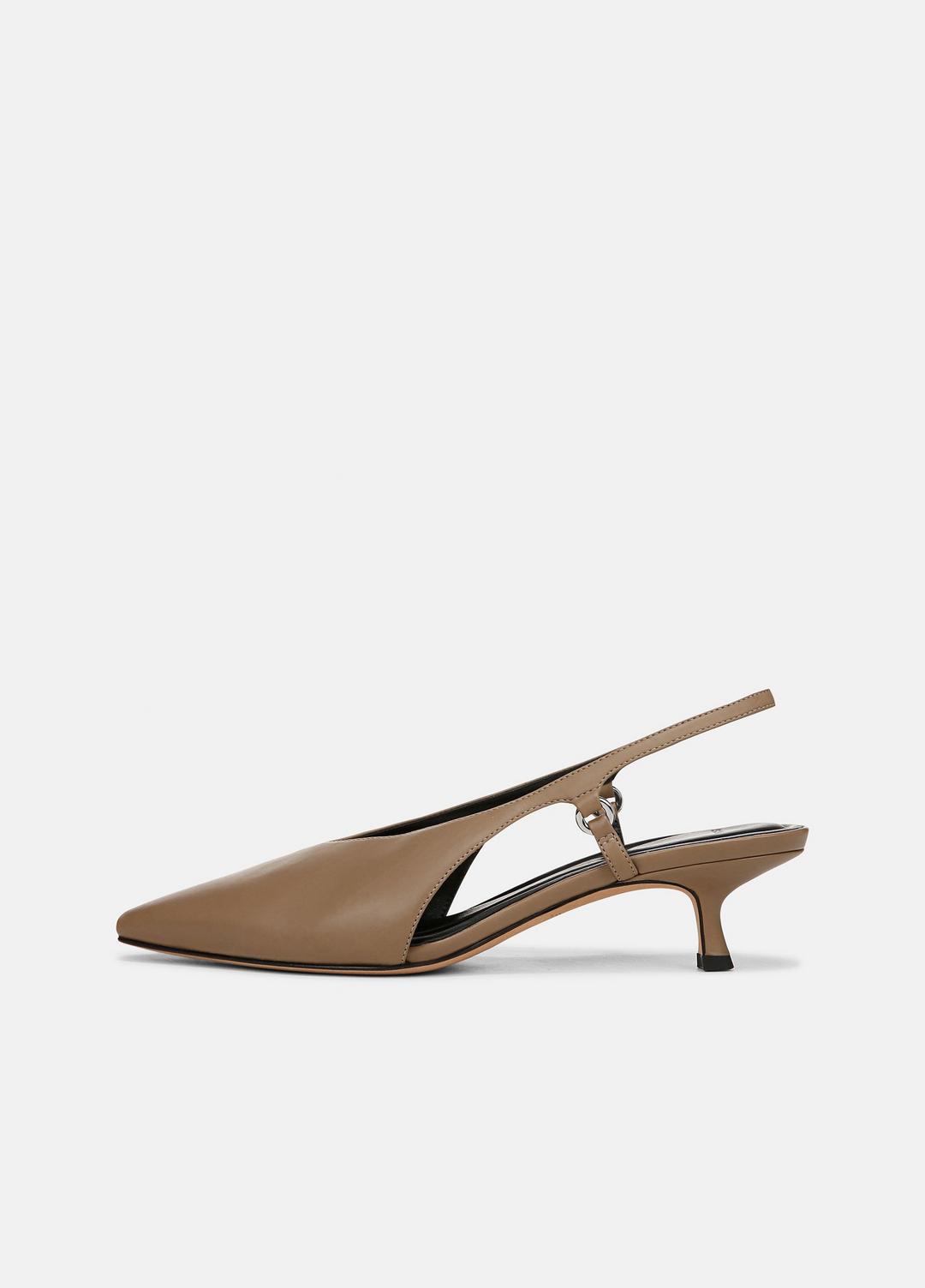 VINCE Sale Sabrina Leather Slingback Kitten Heel in Shoes SAND SHELL