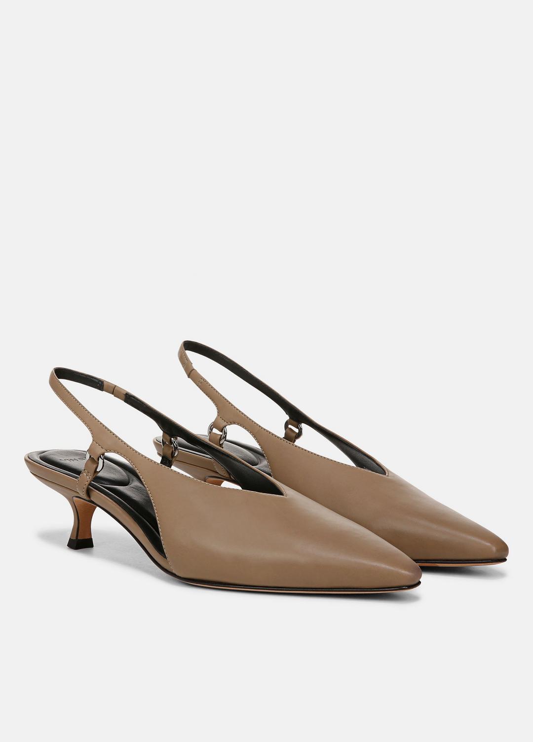 VINCE Sale Sabrina Leather Slingback Kitten Heel in Shoes SAND SHELL