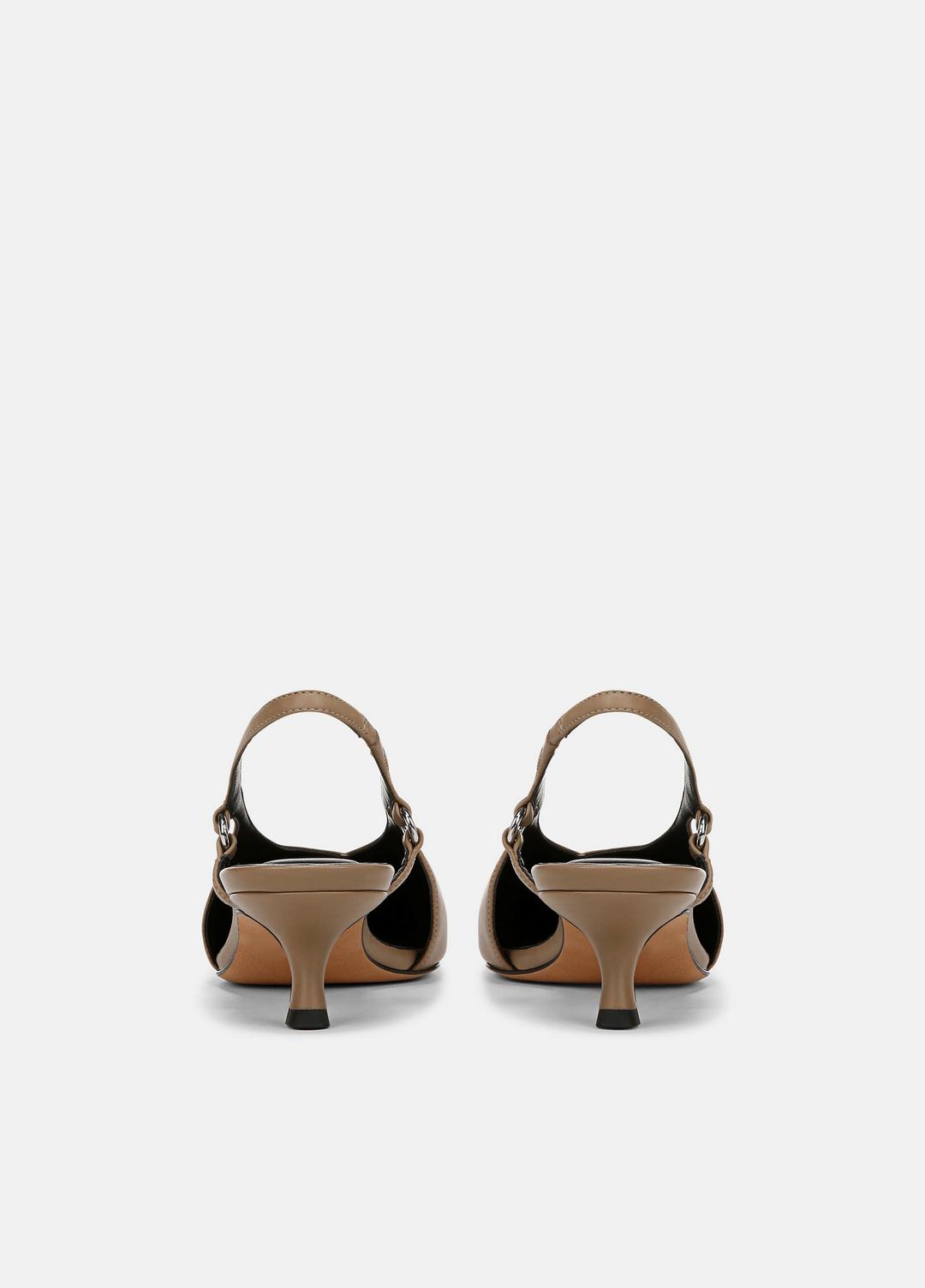 VINCE Sale Sabrina Leather Slingback Kitten Heel in Shoes SAND SHELL