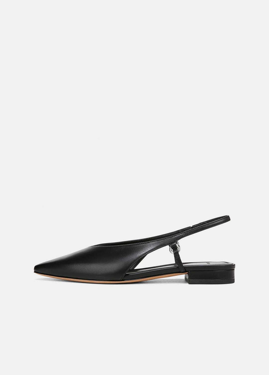 VINCE Sale Ines Leather Slingback Flat in Shoes BLACK
