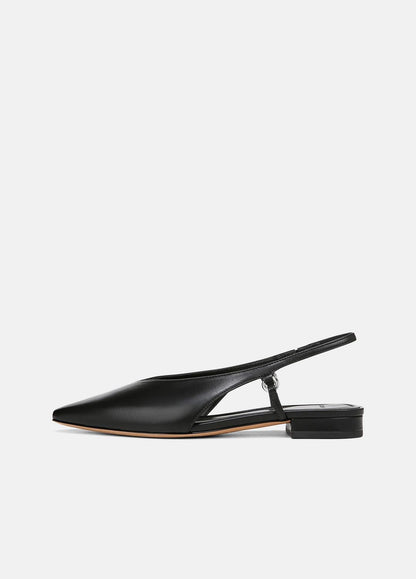 VINCE Sale Ines Leather Slingback Flat in Shoes BLACK