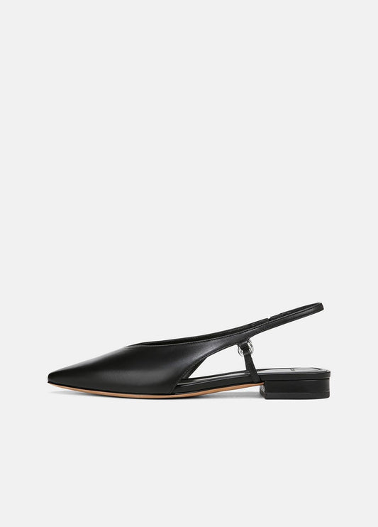 VINCE Sale Ines Leather Slingback Flat in Shoes BLACK