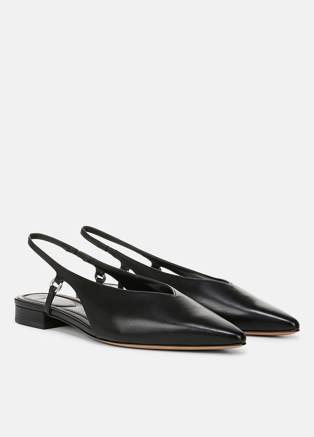 VINCE Sale Ines Leather Slingback Flat in Shoes BLACK