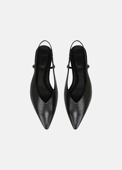 VINCE Sale Ines Leather Slingback Flat in Shoes BLACK