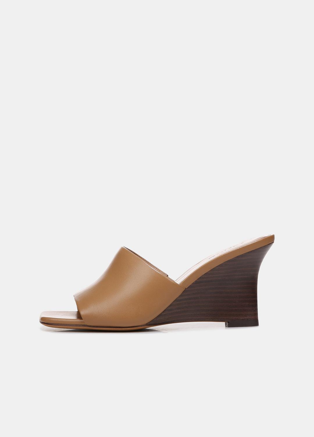VINCE Sale Pia Leather Wedge Sandal in Shoes TAN