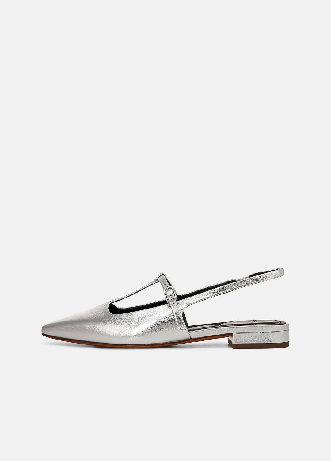VINCE Sale Iliana Metallic Leather Slingback Flat in Shoes SILVER