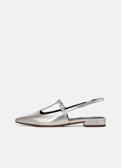 VINCE Sale Iliana Metallic Leather Slingback Flat in Shoes SILVER