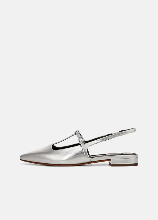 VINCE Sale Iliana Metallic Leather Slingback Flat in Shoes SILVER