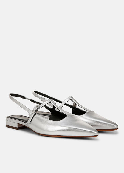 VINCE Sale Iliana Metallic Leather Slingback Flat in Shoes SILVER