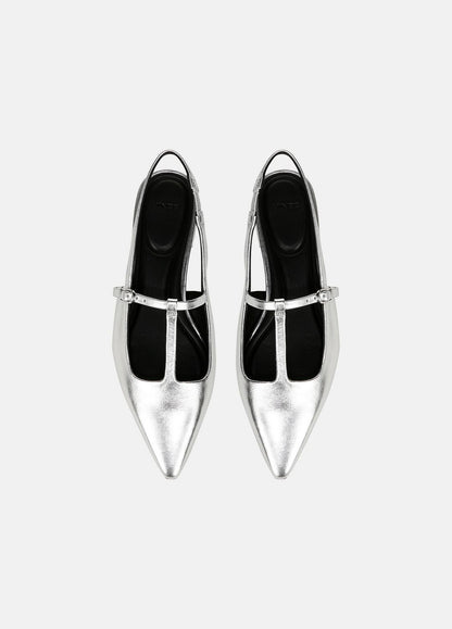 VINCE Sale Iliana Metallic Leather Slingback Flat in Shoes SILVER