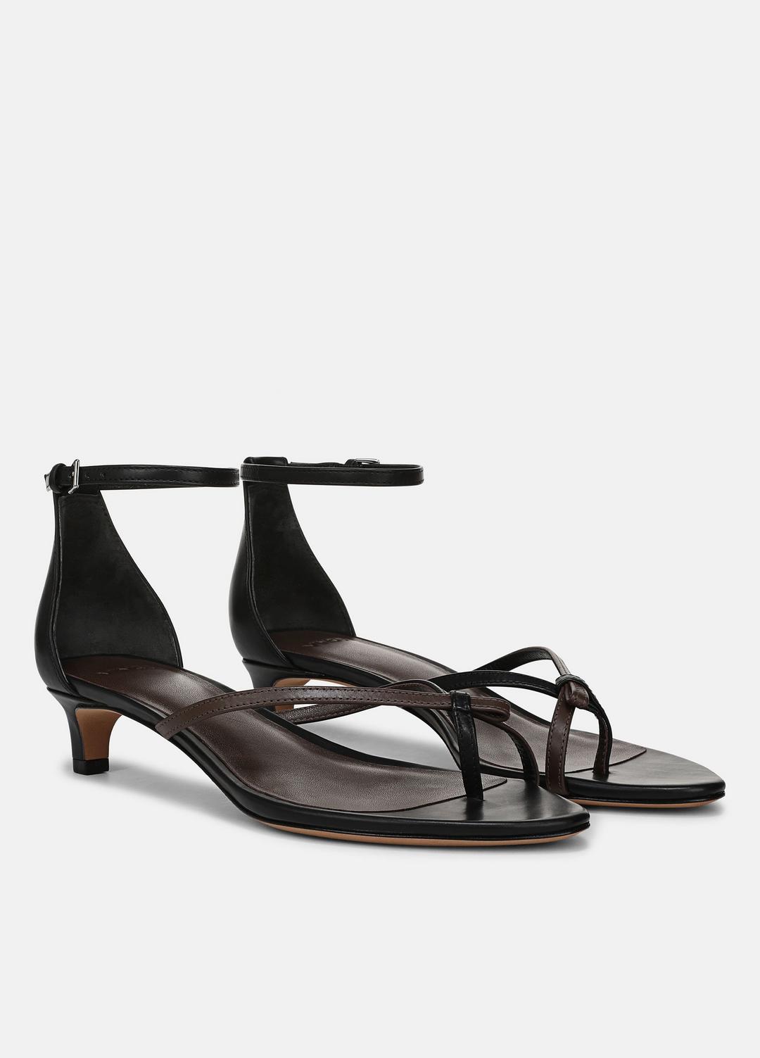 VINCE Sale Siri Leather Heeled Sandal in Shoes BLACK/NUTWOOD